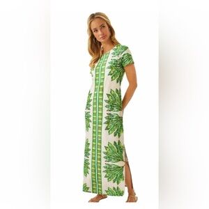 Lilly Pulitzer UPF 50+ Kaden Chilly Lilly Maxi Dress Kitts Green Large NWT